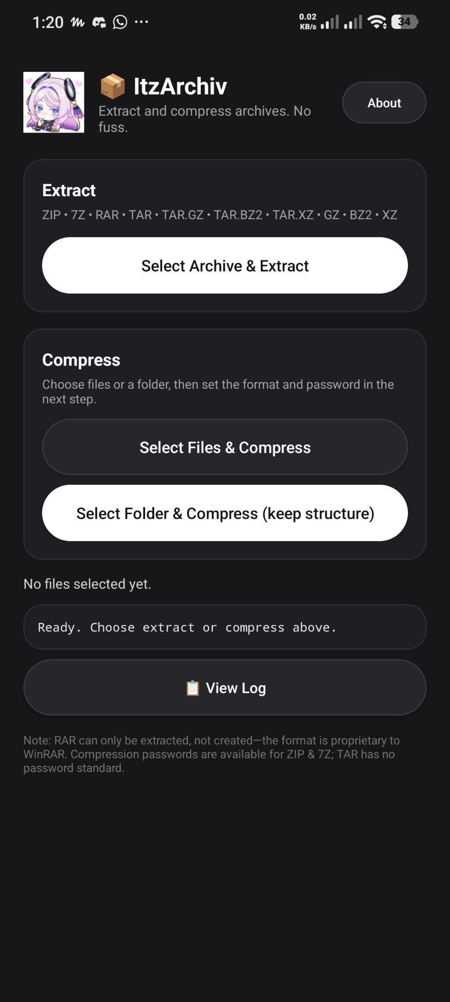 ItzArchiv — layar utama